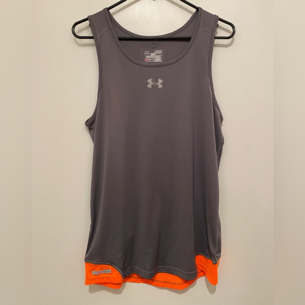 Under Armour tank with fluorescent orange